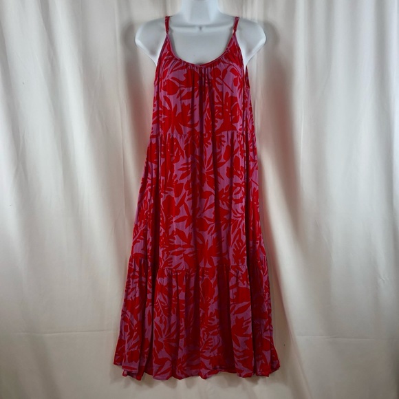 LOFT Dresses & Skirts - Loft floral rayon tiered spaghetti strap midi dress S